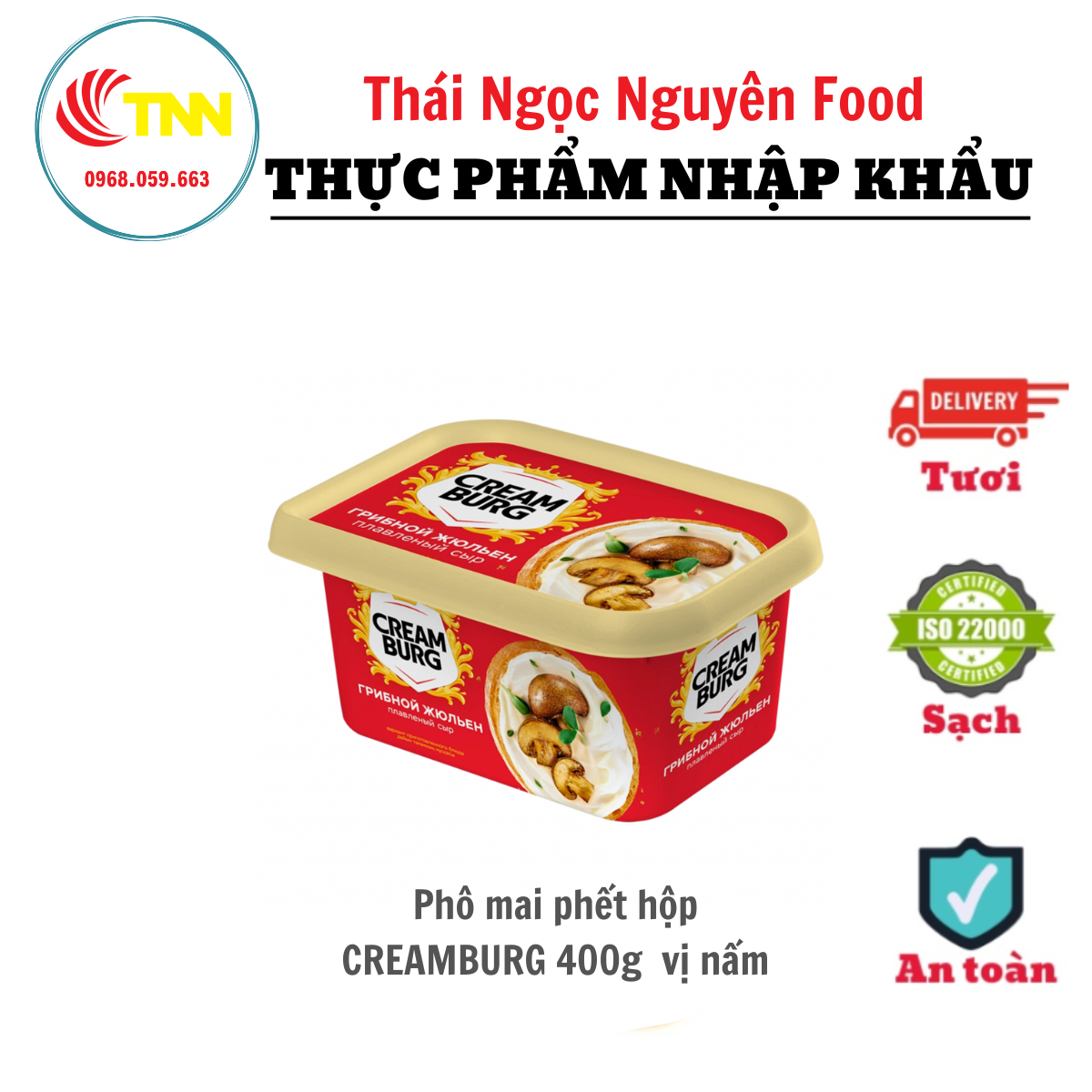 Phô Mai Phết Hộp CREAMBURG 400G Vị Nấm