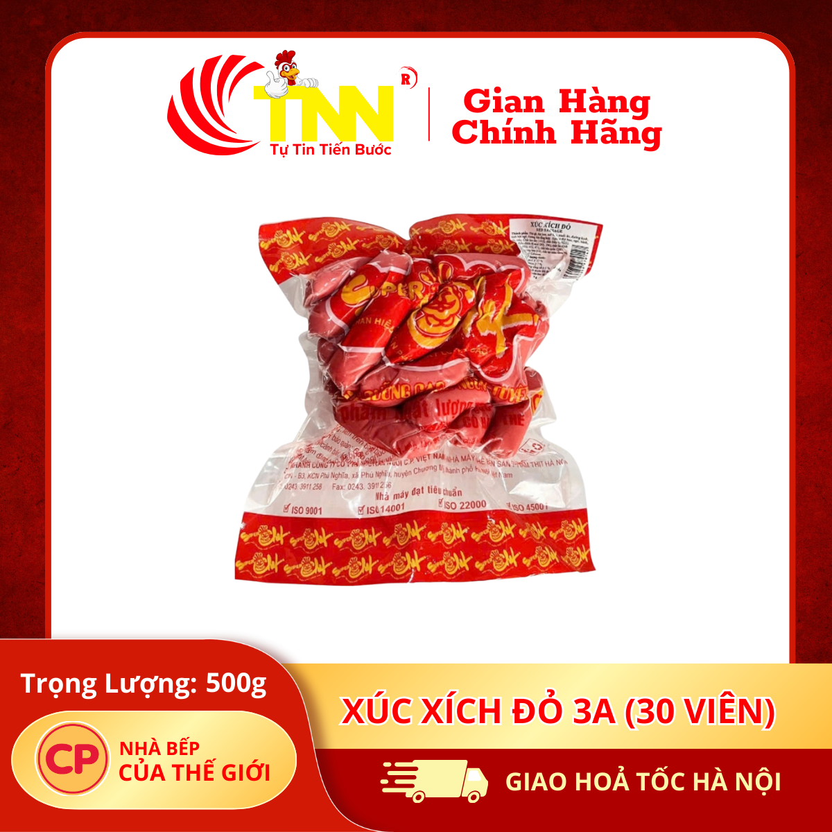 Xúc xích Đỏ 3A 500g (30 viên)