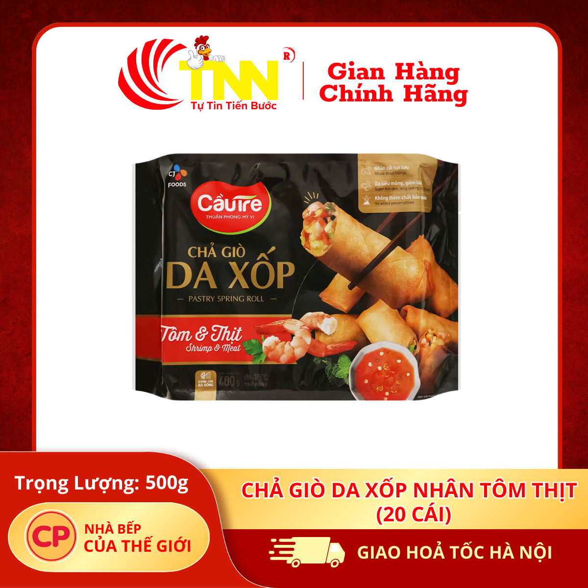 Chả giò da xốp nhân tôm thịt 500g (20 cái) ĐL