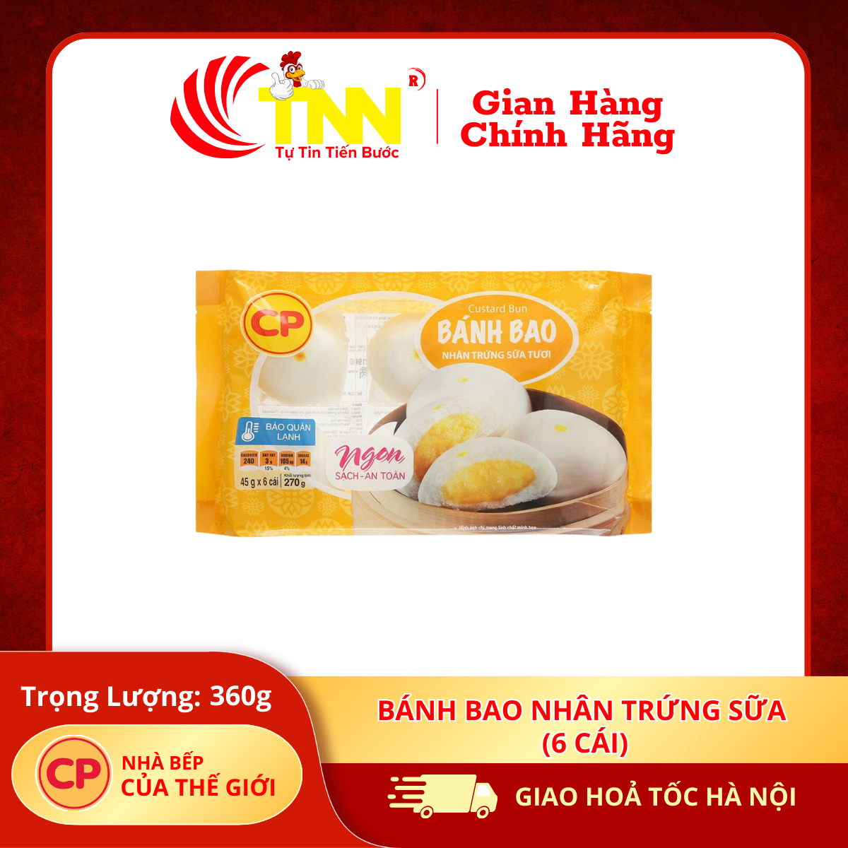 Bánh bao nhân trứng sữa 360g (6 cái)