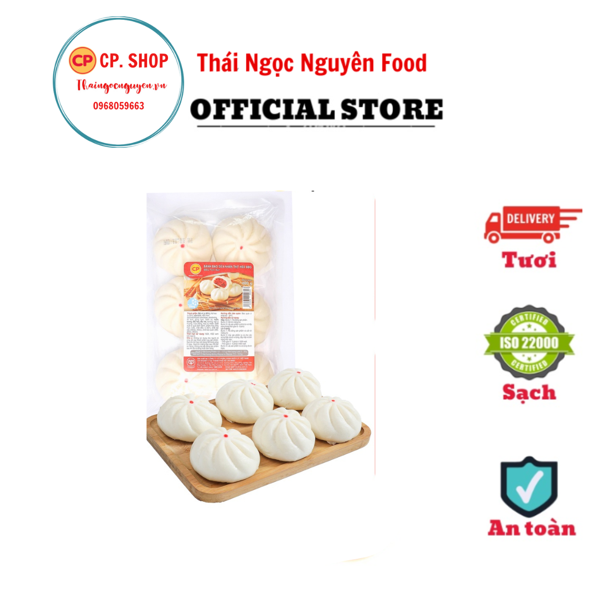 Bánh Bao Sữa Nhân Thịt Heo BBQ 480G (6 cái)