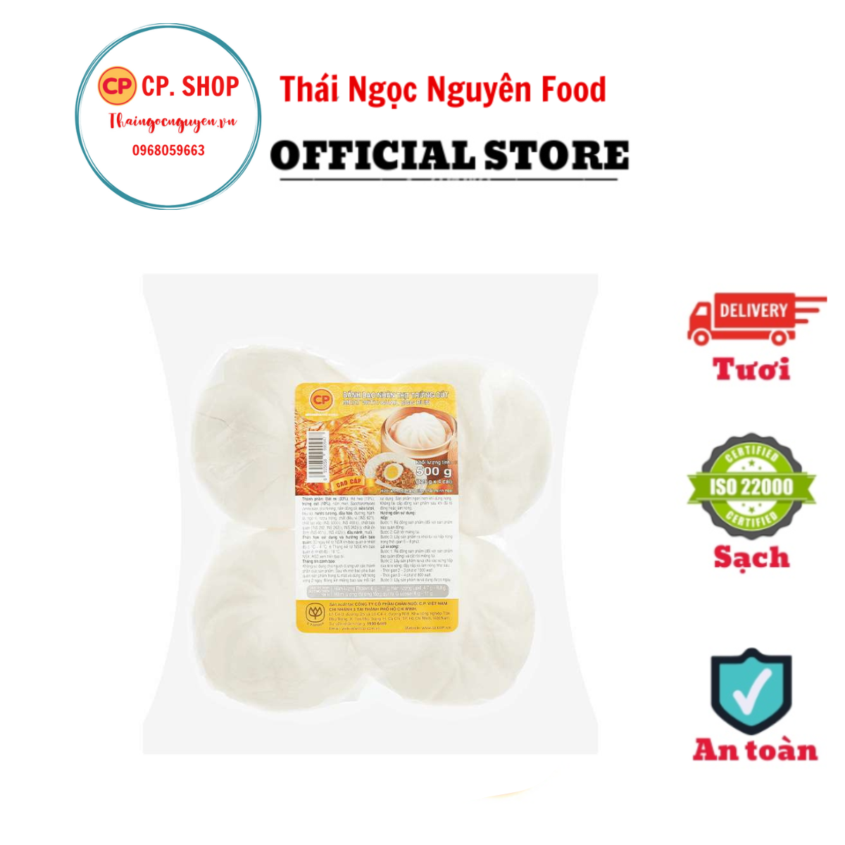 Bánh Bao Sữa Nhân Thịt Heo Trứng Cút 500G (4 cái)