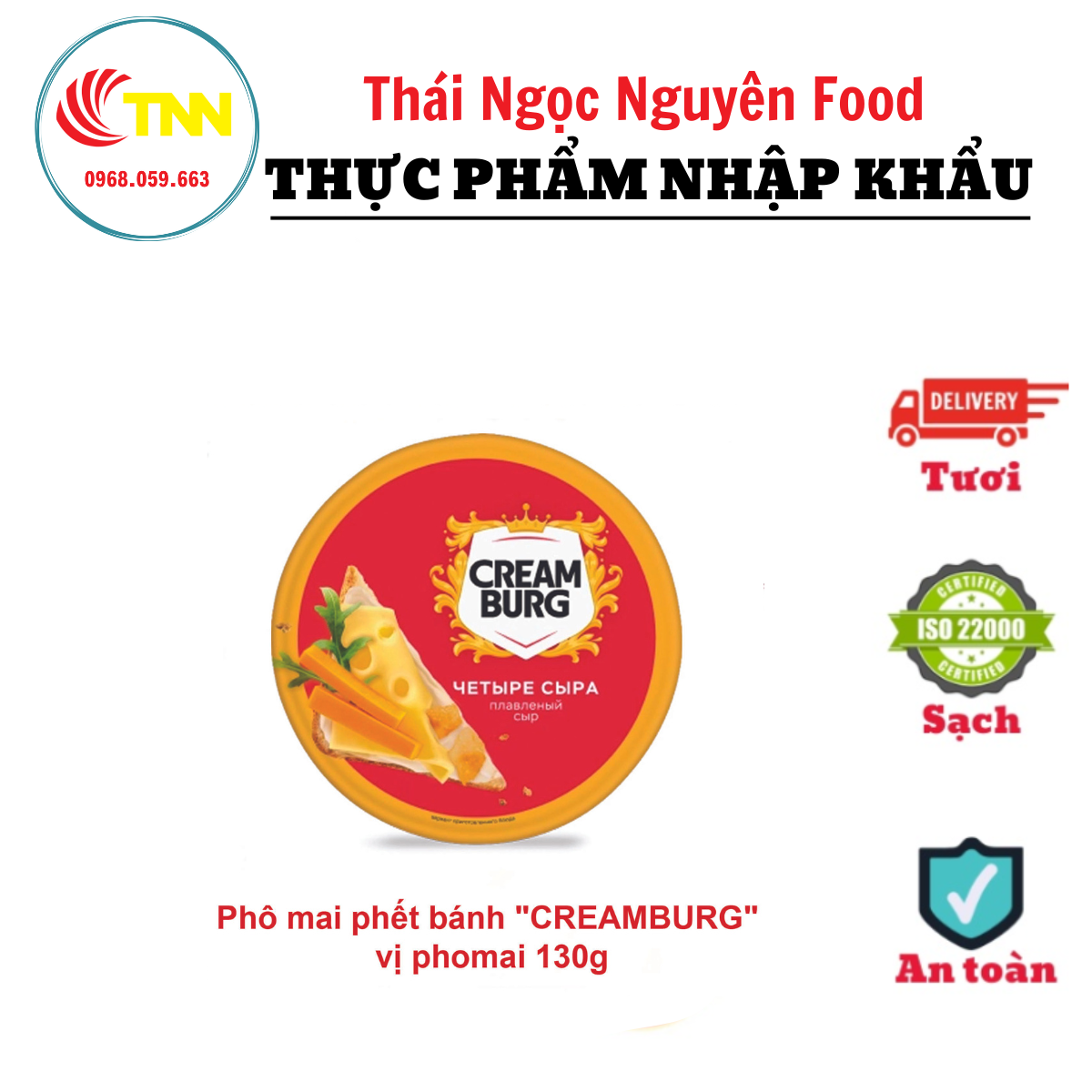 Phô Mai Phết Bánh CREAMBURG 130G Vị 4 Phô Mai