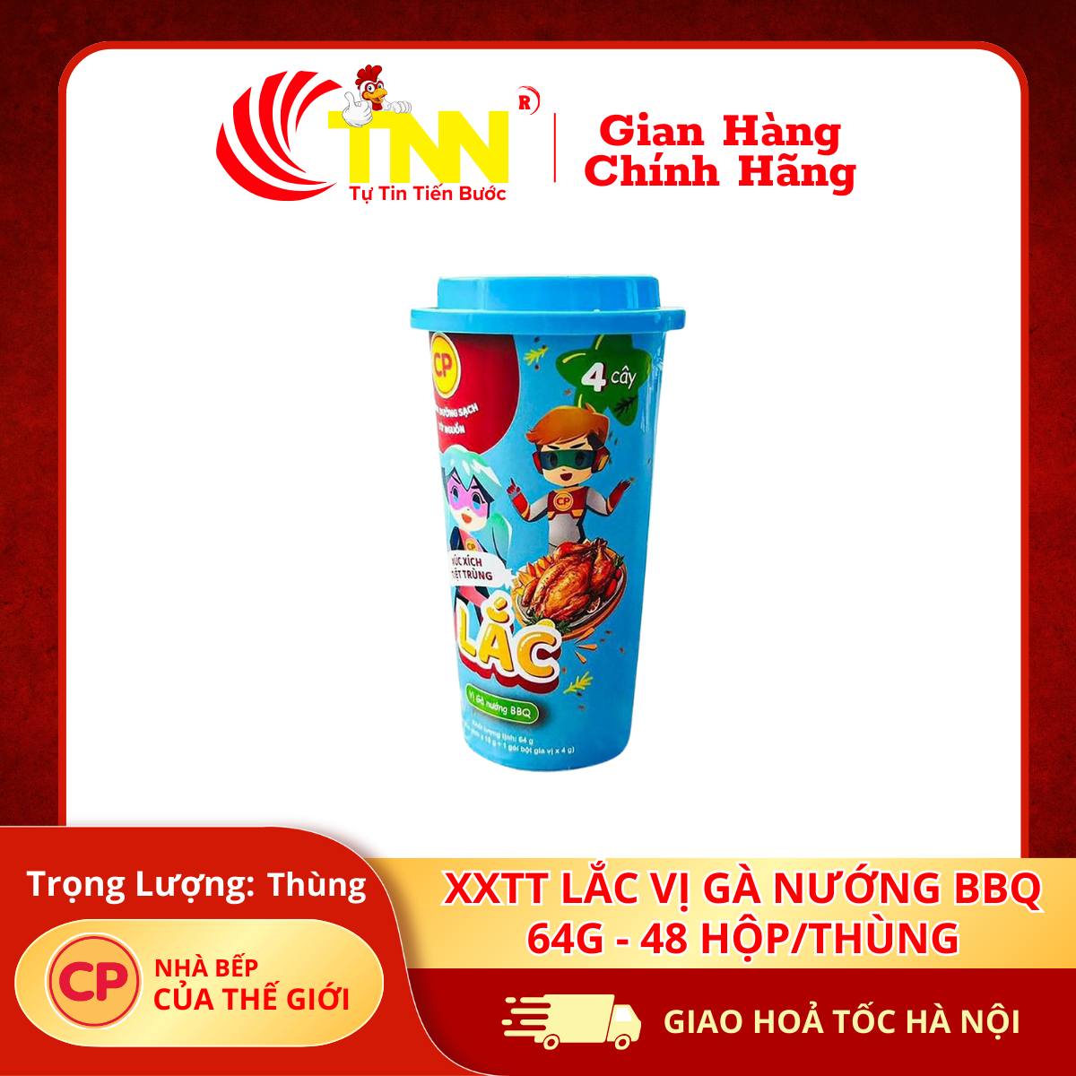 XXTT Lắc Vị Gà nướng BBQ 64g - 48 hộp/thùng