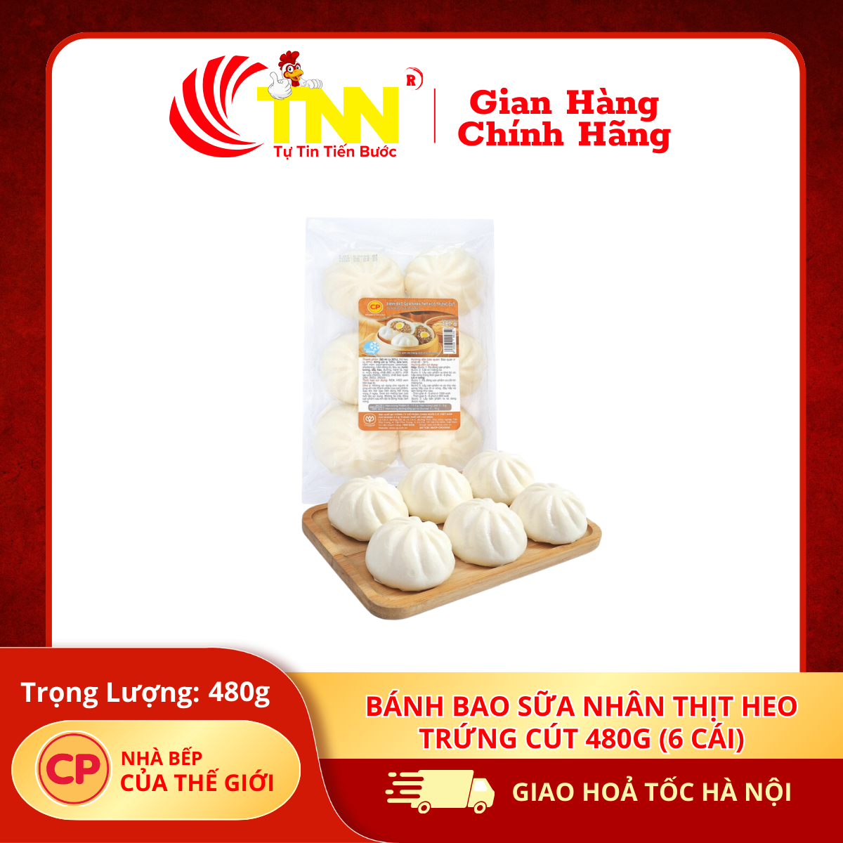 Bánh bao sữa nhân thịt heo trứng cút 480g (6 cái)